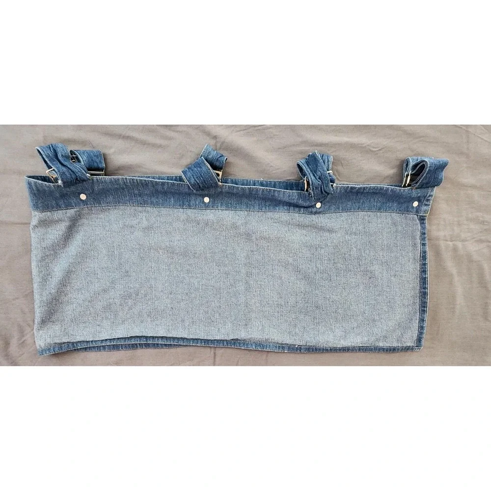 Denim Curtain Valance Panel Overall‎ Tab Top Rustic Farmhouse Decor Window
